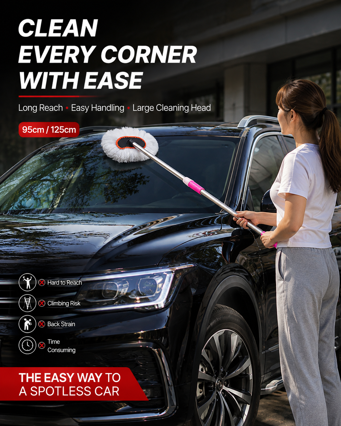 Premium Extendable Car Cleaning Duster – Microfiber Dusting & Washing Brush
