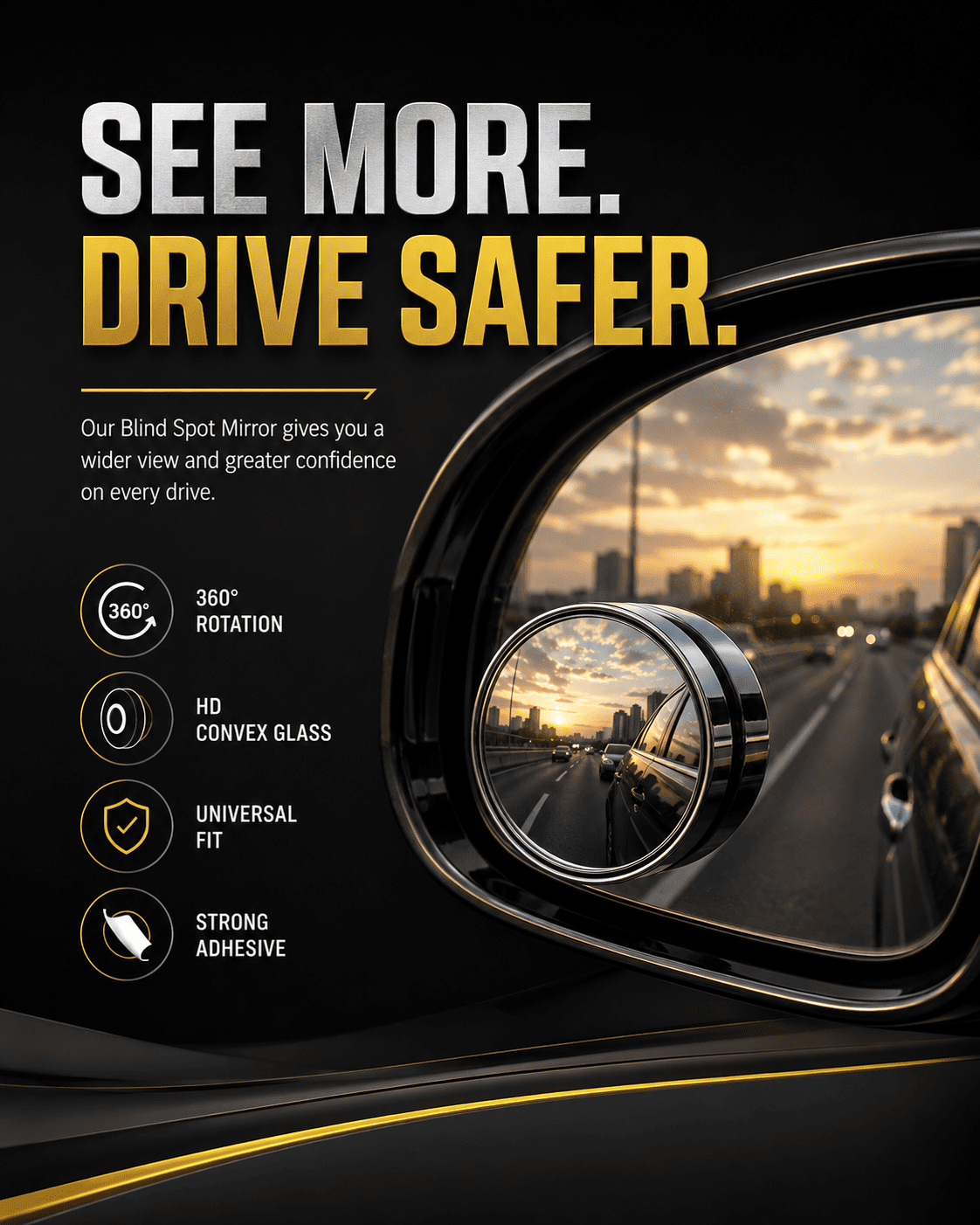 Vacnova™ 360° Rotating Blind Spot Mirror | HD Wide View Car Safety Mirror