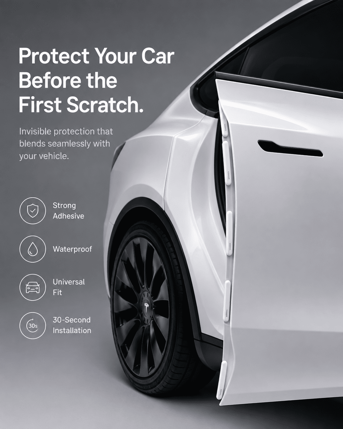 Vacnova™ Car Door Bumper Strip (4-Pack) | Invisible Scratch Protection for Every Door