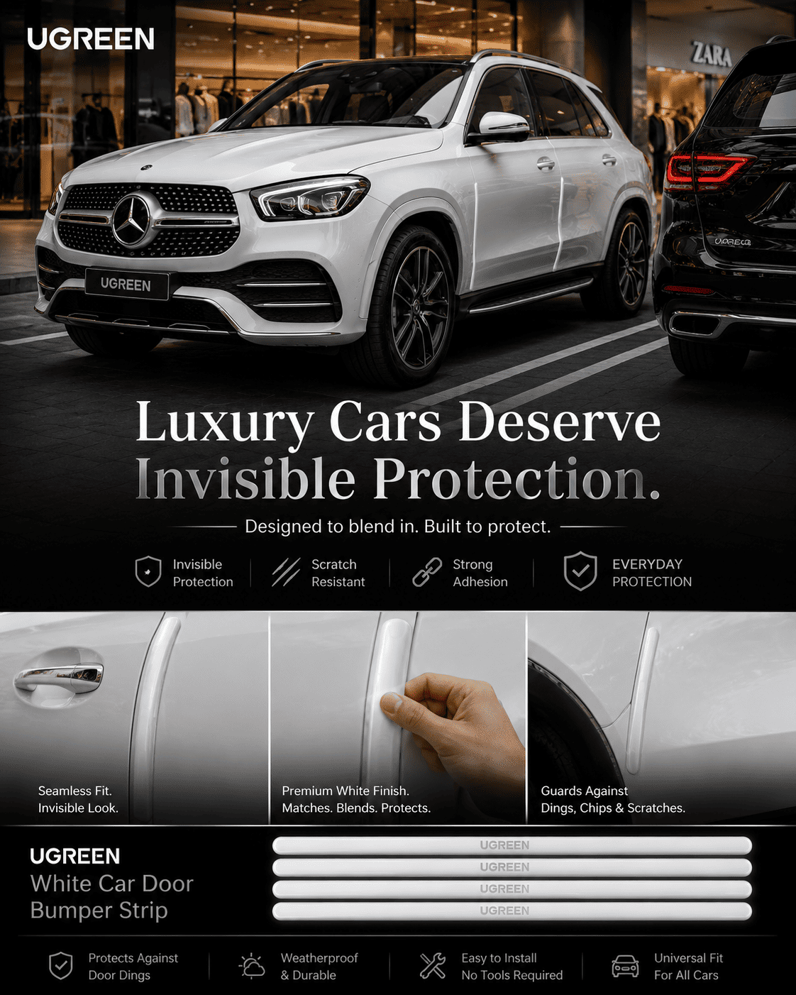 Vacnova™ Car Door Bumper Strip (4-Pack) | Invisible Scratch Protection for Every Door