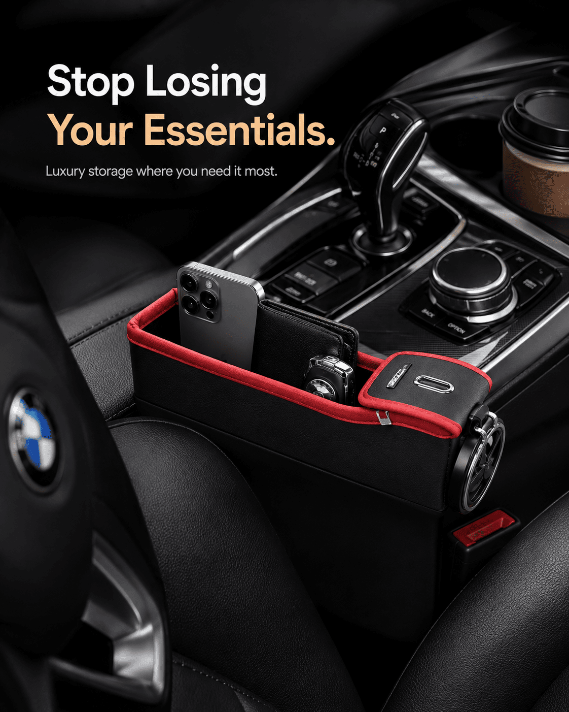 Vacnova™ Premium Car Seat Gap Filler with Cup Holder