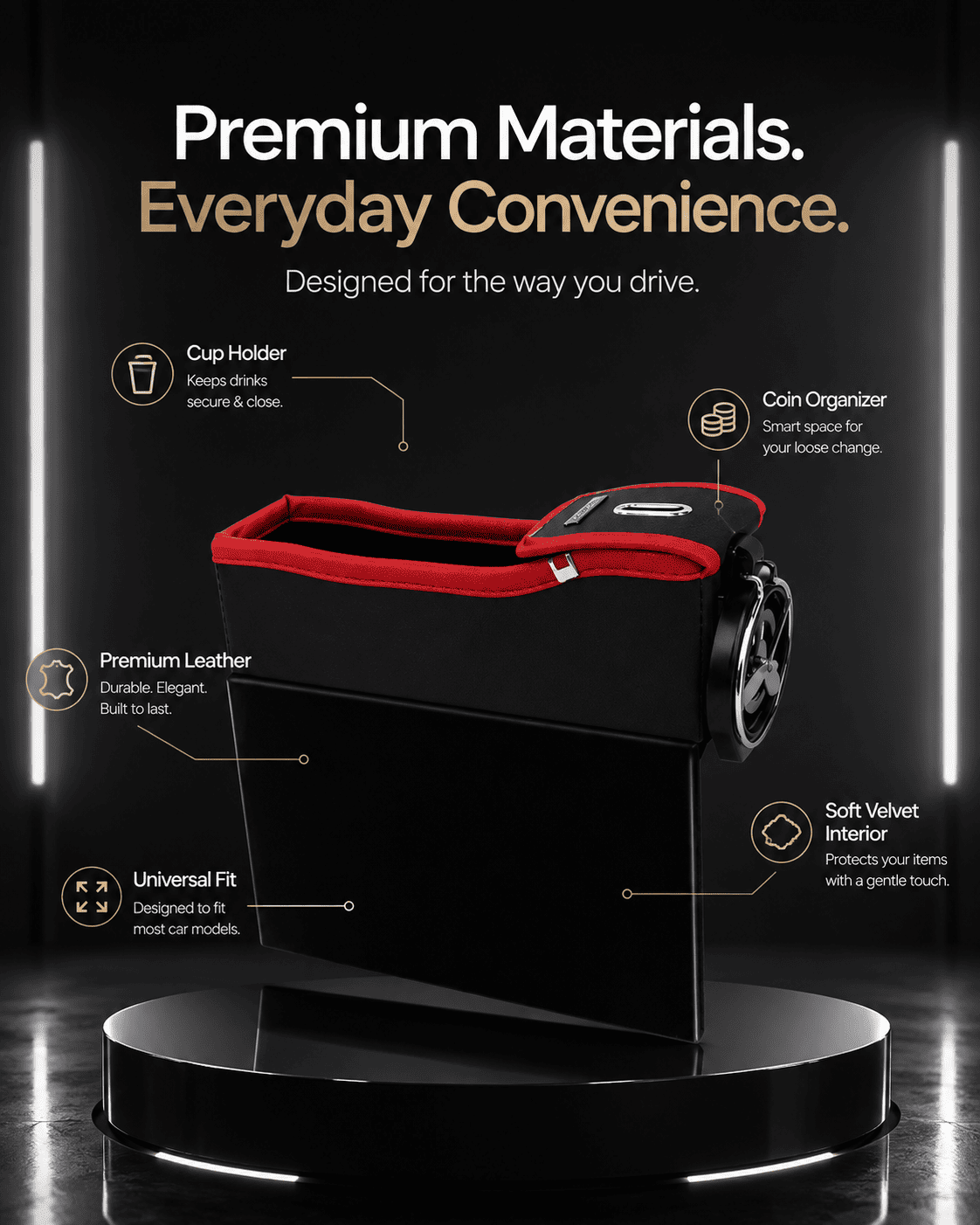Vacnova™ Premium Car Seat Gap Filler with Cup Holder