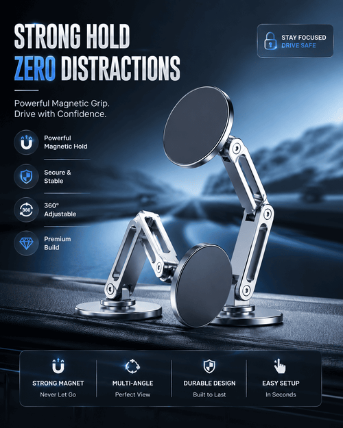 360° Magnetic Car Phone Holder – Premium Aluminum Alloy Universal Car Mount