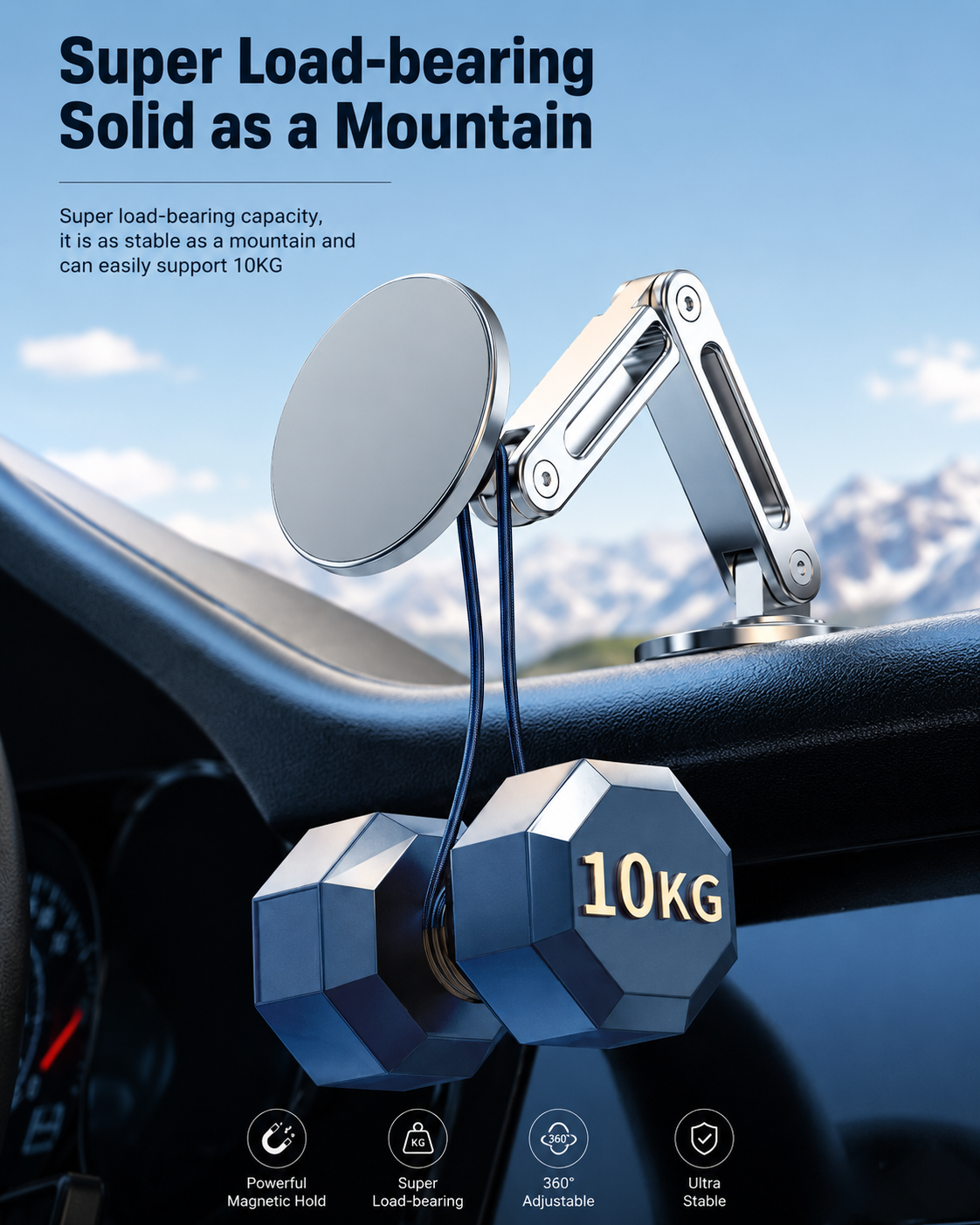 360° Magnetic Car Phone Holder – Premium Aluminum Alloy Universal Car Mount